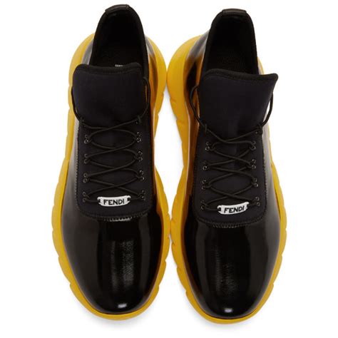 black and yellow fendi sneakers|saks fendi high top sneakers.